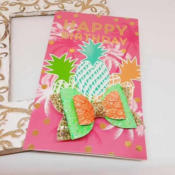 Pineapple bow birthday card