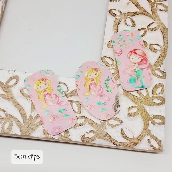 Pink mermaid snap clips