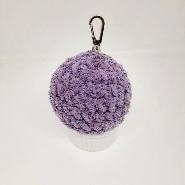 Bag tag purple with glitter plushy