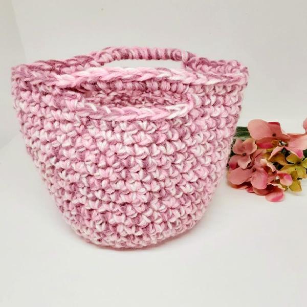 Crochet bag, dusty pink, cream
