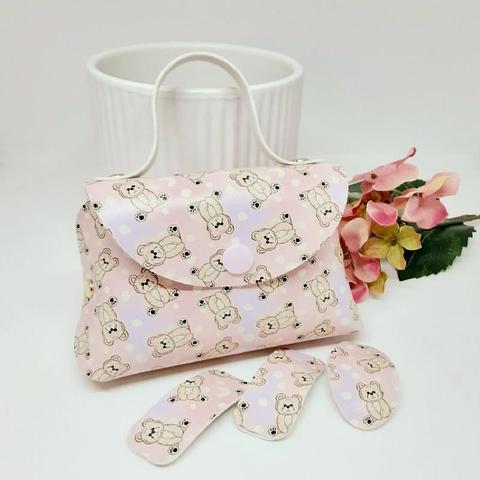 Handbag and clip set - pink bears