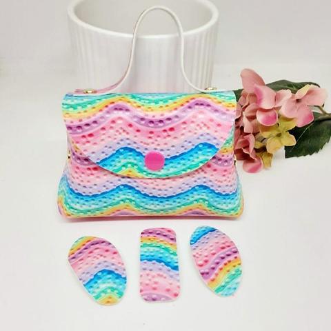 Handbag and clip set - rainbow wave