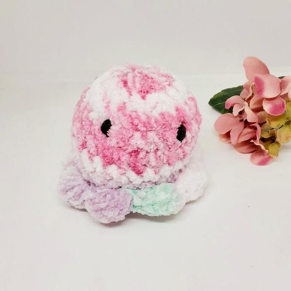 Ollie the octopus pink, while, lilac and mint